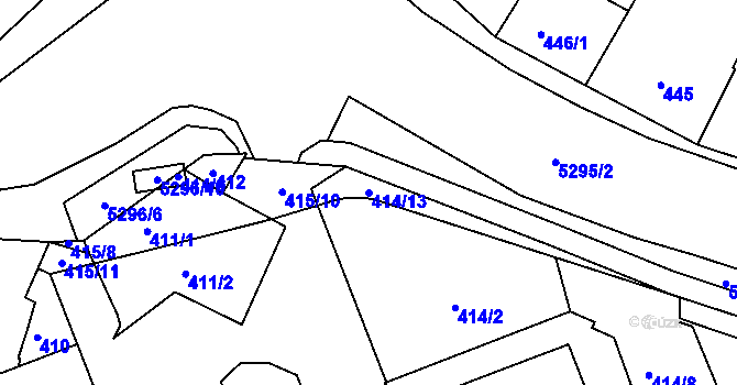 Parcela st. 414/13 v KÚ Plzeň, Katastrální mapa