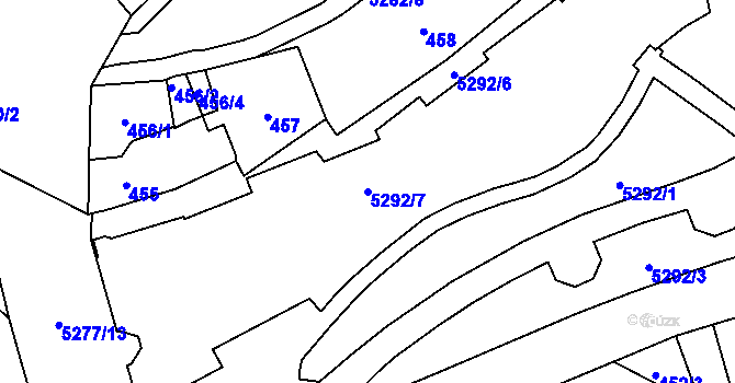 Parcela st. 5292/7 v KÚ Plzeň, Katastrální mapa