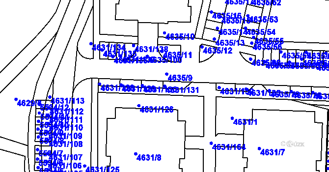 Parcela st. 4631/131 v KÚ Plzeň, Katastrální mapa