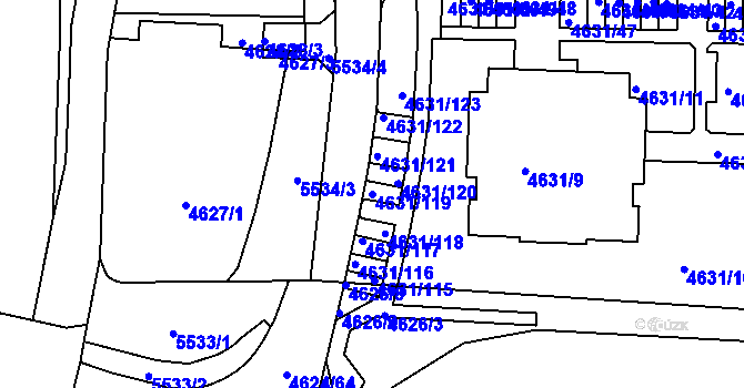 Parcela st. 4631/119 v KÚ Plzeň, Katastrální mapa