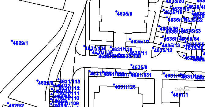 Parcela st. 4631/137 v KÚ Plzeň, Katastrální mapa