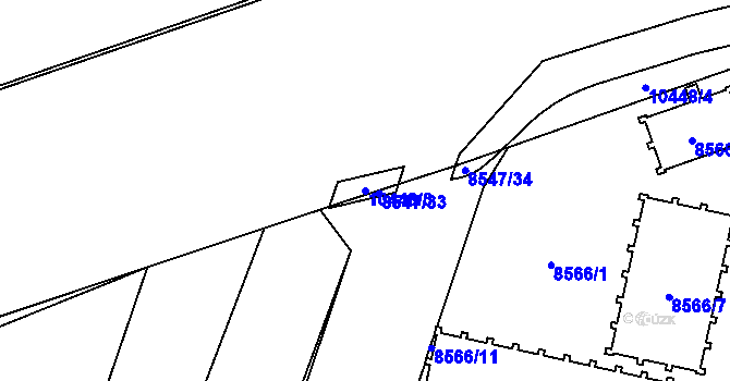 Parcela st. 10448/3 v KÚ Plzeň, Katastrální mapa