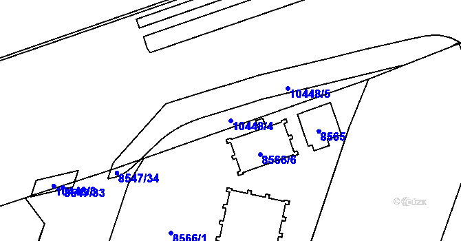 Parcela st. 10448/4 v KÚ Plzeň, Katastrální mapa