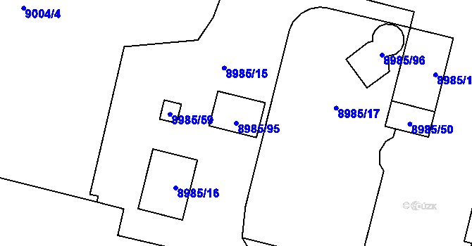 Parcela st. 8985/95 v KÚ Plzeň, Katastrální mapa