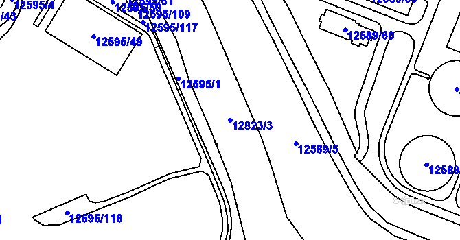 Parcela st. 12823/3 v KÚ Plzeň, Katastrální mapa