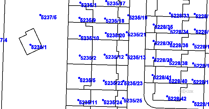 Parcela st. 5235/12 v KÚ Plzeň, Katastrální mapa