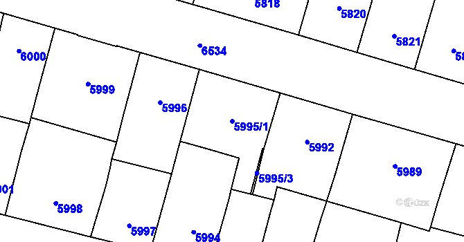 Parcela st. 5995/1 v KÚ Plzeň, Katastrální mapa