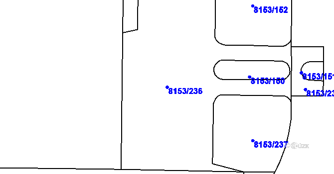 Parcela st. 8153/236 v KÚ Plzeň, Katastrální mapa