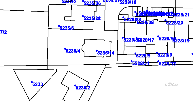Parcela st. 5235/14 v KÚ Plzeň, Katastrální mapa