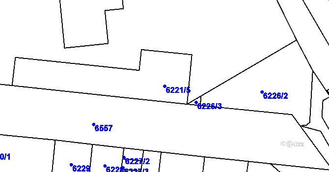 Parcela st. 6221/5 v KÚ Plzeň, Katastrální mapa