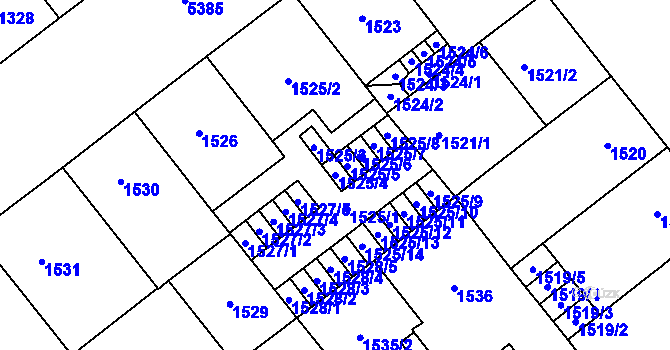 Parcela st. 1525/4 v KÚ Plzeň, Katastrální mapa