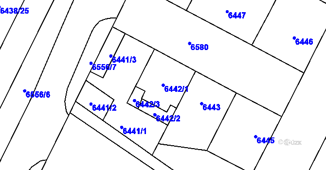 Parcela st. 6442/1 v KÚ Plzeň, Katastrální mapa