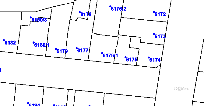 Parcela st. 6176/1 v KÚ Plzeň, Katastrální mapa