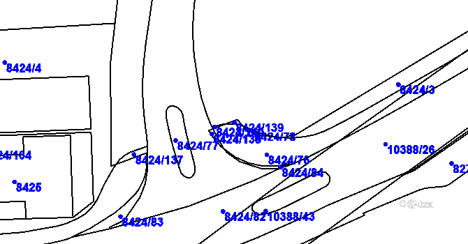 Parcela st. 8424/139 v KÚ Plzeň, Katastrální mapa