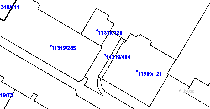 Parcela st. 11319/404 v KÚ Plzeň, Katastrální mapa
