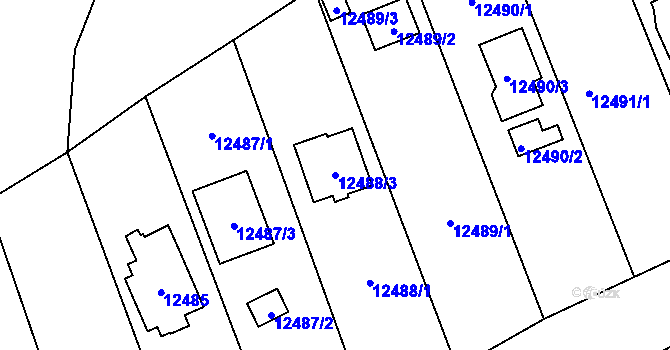 Parcela st. 12488/3 v KÚ Plzeň, Katastrální mapa