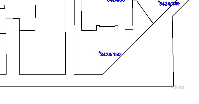 Parcela st. 8424/150 v KÚ Plzeň, Katastrální mapa