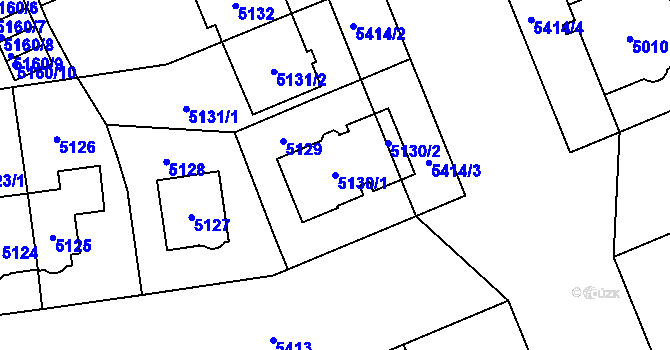 Parcela st. 5130/1 v KÚ Plzeň, Katastrální mapa