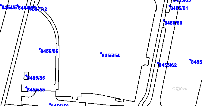 Parcela st. 8455/54 v KÚ Plzeň, Katastrální mapa
