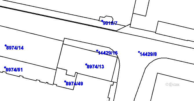 Parcela st. 14429/16 v KÚ Plzeň, Katastrální mapa