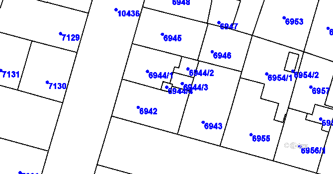 Parcela st. 6944/4 v KÚ Plzeň, Katastrální mapa