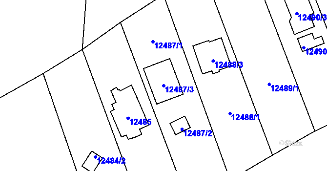 Parcela st. 12487/3 v KÚ Plzeň, Katastrální mapa