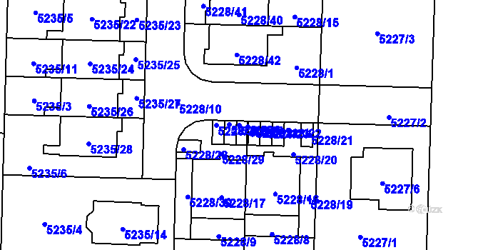Parcela st. 5228/25 v KÚ Plzeň, Katastrální mapa