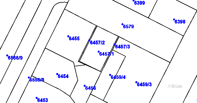 Parcela st. 6457/1 v KÚ Plzeň, Katastrální mapa