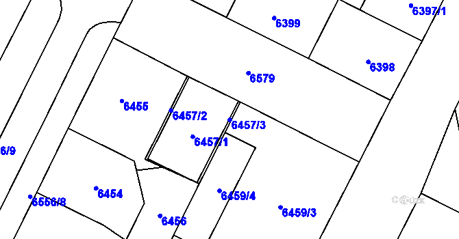 Parcela st. 6457/3 v KÚ Plzeň, Katastrální mapa