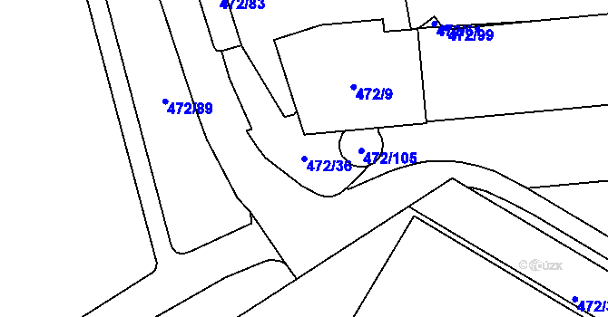 Parcela st. 472/36 v KÚ Plzeň, Katastrální mapa