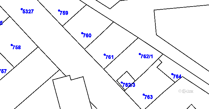 Parcela st. 761 v KÚ Plzeň, Katastrální mapa