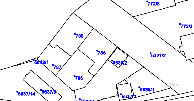 Parcela st. 785 v KÚ Plzeň, Katastrální mapa