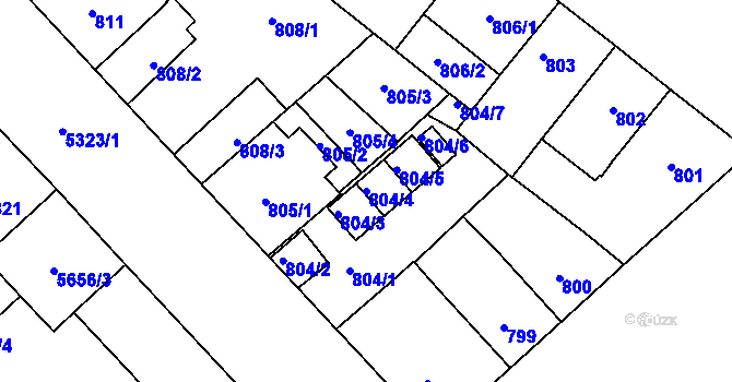 Parcela st. 804/4 v KÚ Plzeň, Katastrální mapa