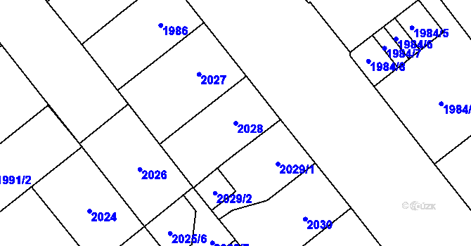 Parcela st. 2028 v KÚ Plzeň, Katastrální mapa