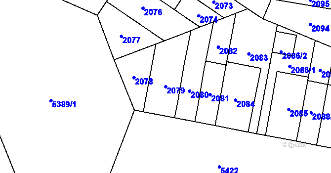 Parcela st. 2079 v KÚ Plzeň, Katastrální mapa