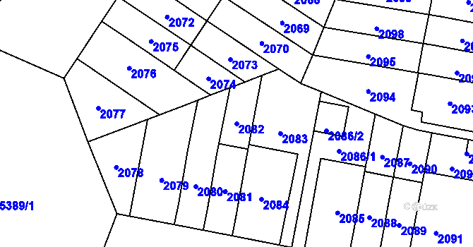 Parcela st. 2082 v KÚ Plzeň, Katastrální mapa