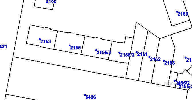 Parcela st. 2156/2 v KÚ Plzeň, Katastrální mapa