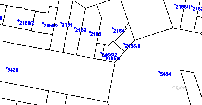 Parcela st. 2165/2 v KÚ Plzeň, Katastrální mapa