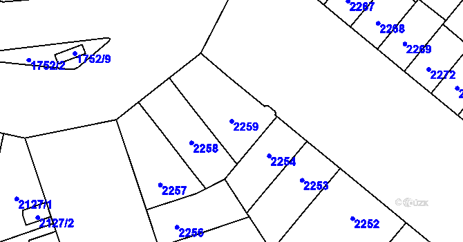 Parcela st. 2259 v KÚ Plzeň, Katastrální mapa
