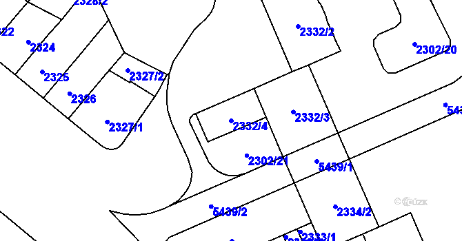 Parcela st. 2332/4 v KÚ Plzeň, Katastrální mapa