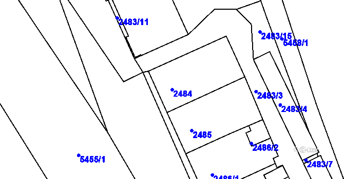 Parcela st. 2484 v KÚ Plzeň, Katastrální mapa