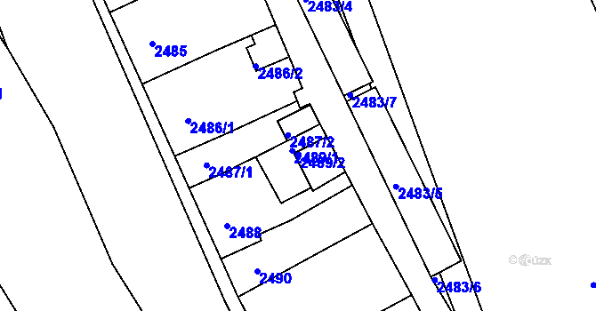 Parcela st. 2489/2 v KÚ Plzeň, Katastrální mapa