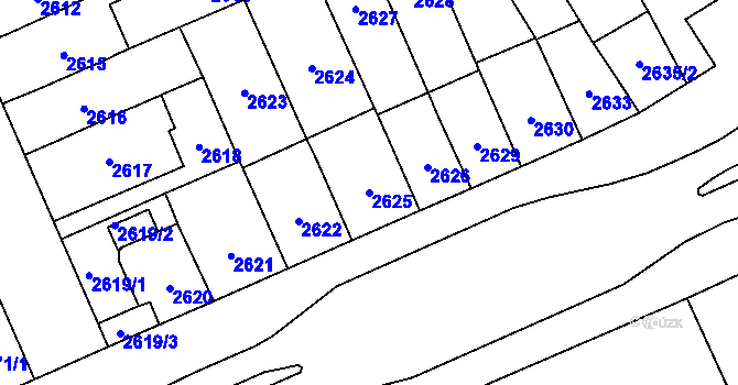 Parcela st. 2625 v KÚ Plzeň, Katastrální mapa