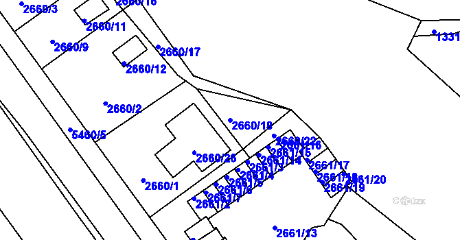 Parcela st. 2660/18 v KÚ Plzeň, Katastrální mapa