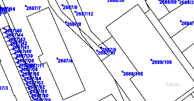 Parcela st. 2687/10 v KÚ Plzeň, Katastrální mapa