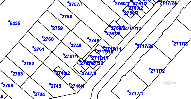Parcela st. 2717/18 v KÚ Plzeň, Katastrální mapa