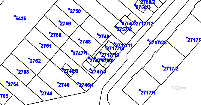 Parcela st. 2717/19 v KÚ Plzeň, Katastrální mapa