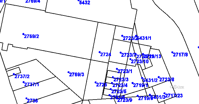 Parcela st. 2724 v KÚ Plzeň, Katastrální mapa