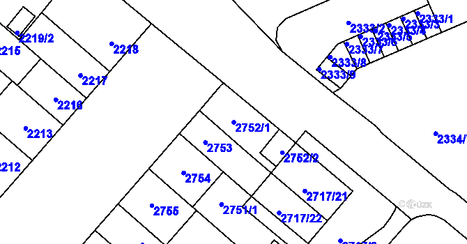 Parcela st. 2752/1 v KÚ Plzeň, Katastrální mapa