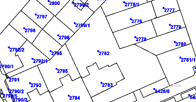 Parcela st. 2782 v KÚ Plzeň, Katastrální mapa